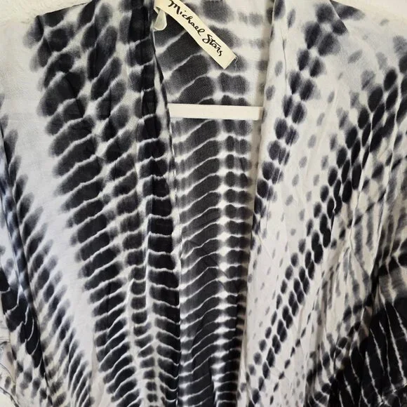 Michael Stars Black and White Dot Pattern OS Swim Cover Up Kimono - Picture 4 of 5